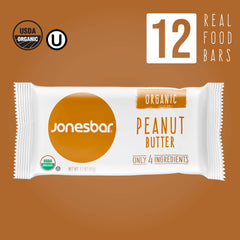 JONESBAR Peanut Butter Organic Fruit & Nut Bar, Vegan Snack